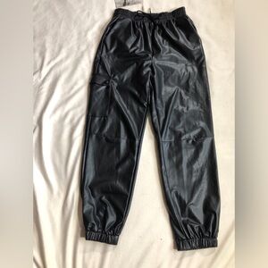 Hannah Banana Faux Leather Jogger Pants